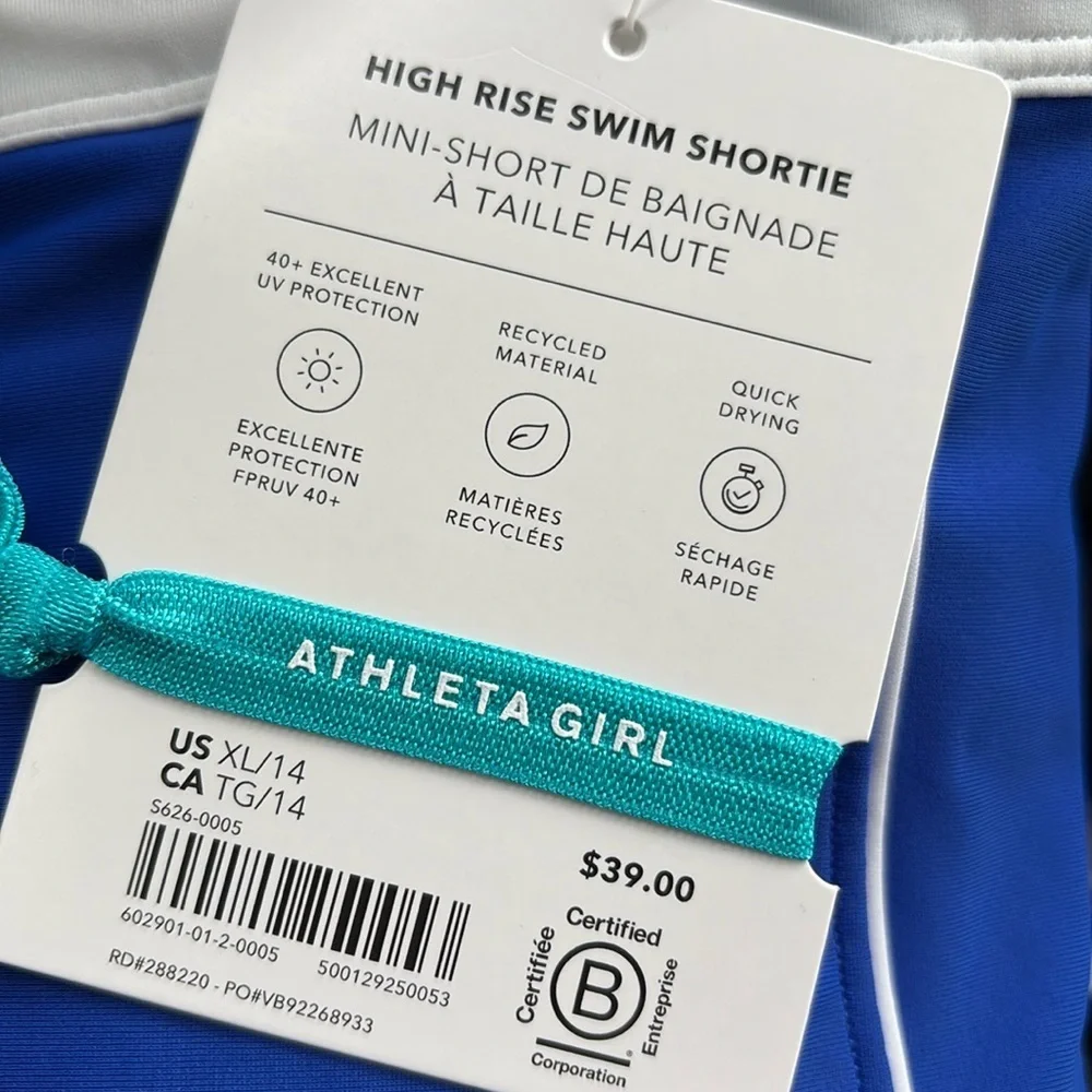 NWT Athleta Girl 2Piece Scoop Cloud Bikini Top & Swim Shortie Sz 14